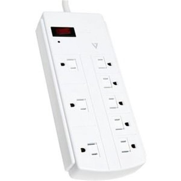 V7 V7 SA0812W-9N6 8 ft. 120V AC Input 1800JOULES CEG Surge Protector; Black - 8 x NEMA 5-15P-1500J SA0812W-9N6